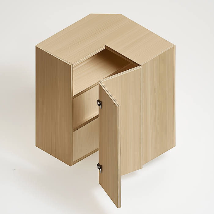 Unfinished Euro White Oak Easy Reach Corner Wall Cabinet - 24 W x 42 H x 12 D Right (Item UWO-WALL-EASYREACHCORNERWALLCABIN-24WX42HX12DRIGHT), 24" W x 42" H x 12" D, ViaWood Cabinets