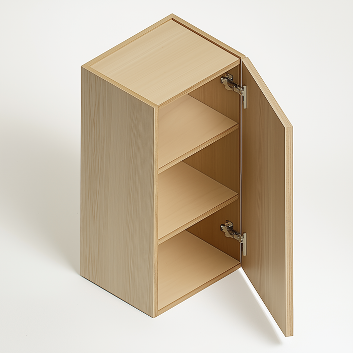 Unfinished Euro White Oak Single Door Wall Cabinet - 18W x 36H x 12D Left (Item UWO-WALL-SINGLEDOORWALLCABINET-18WX36HX12DLEFT), 18" W x 36" H x 12" D, ViaWood Cabinets