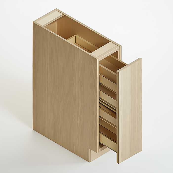 Unfinished Euro White Oak Spice Cabinet - 9W x 34.5H x 12D (Item UWO-BASE-SPICECABINET-9WX345HX12D), 9" W x 34.5" H x 12" D, ViaWood Cabinets