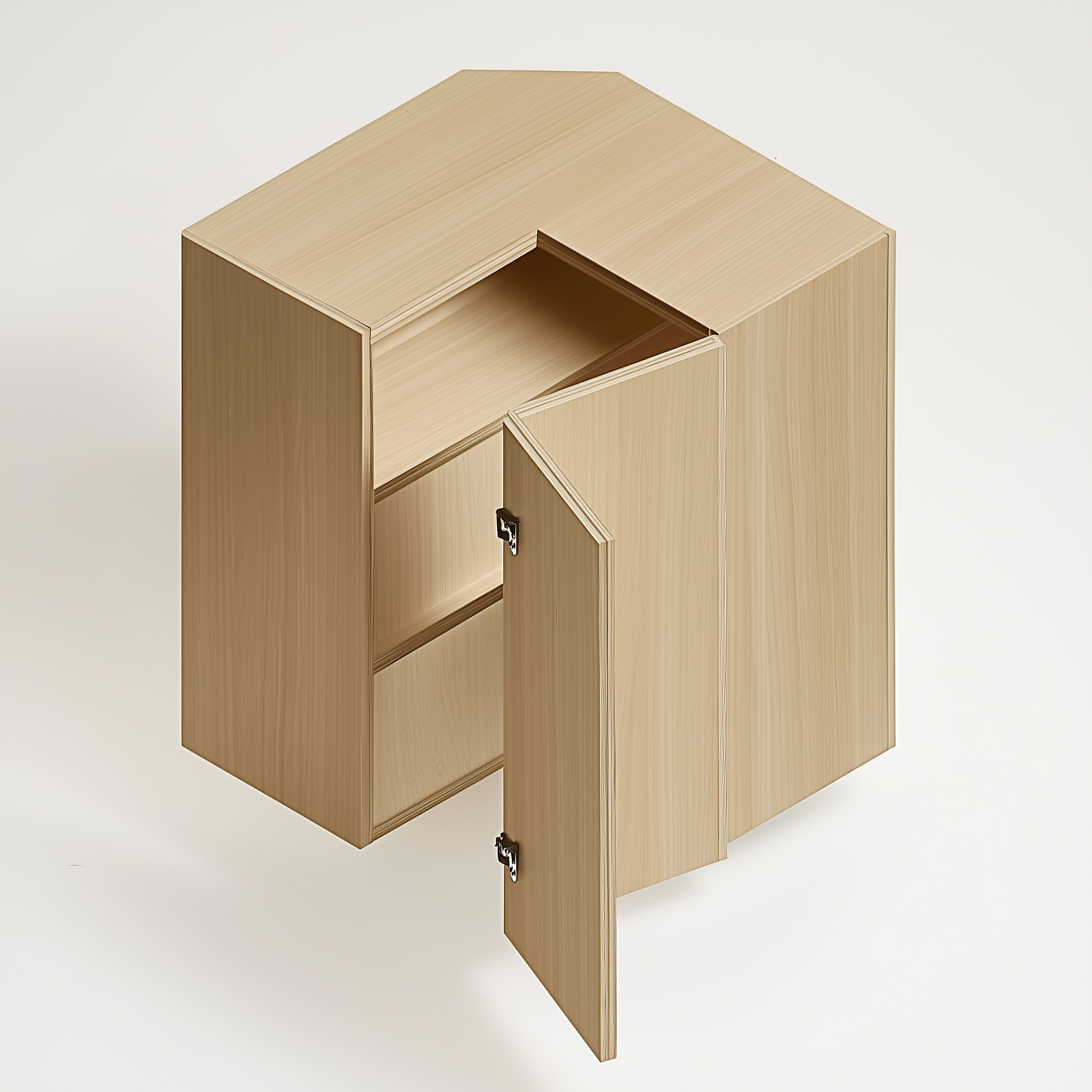Unfinished Euro White Oak Easy Reach Corner Wall Cabinet - 24 W x 42 H x 12 D Left (Item UWO-WALL-EASYREACHCORNERWALLCABIN-24WX42HX12DLEFT), 24" W x 42" H x 12" D, ViaWood Cabinets