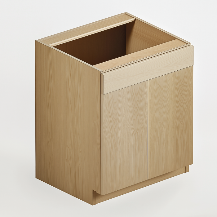 Unfinished Euro White Oak Double Door False Drawer Sink Base Cabinet - 36 W x 34.5 H x 24 D (Item UWO-BASE-DOUBLEDOORFALSEDRAWERSIN-36WX345HX24D), 36" W x 34.5" H x 24" D, ViaWood Cabinets