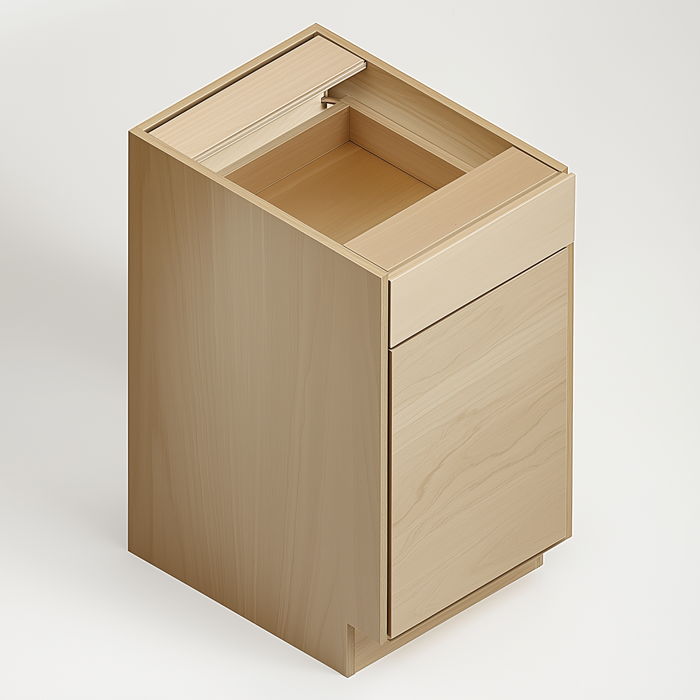 Unfinished Euro White Oak Single Door Base with Drawer Cabinet - 12 W x 34.5 H x 24 D Left (Item UWO-BASE-SINGLEDOORBASEWITHDRAWER-12WX345HX24DLEFT), 12" W x 34.5" H x 24" D, ViaWood Cabinets