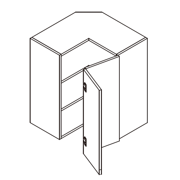 Unfinished Euro White Oak Easy Reach Corner Wall Cabinet - 24 W x 36 H x 12 D Right (Item UWO-WALL-EASYREACHCORNERWALLCABIN-24WX36HX12DRIGHT), 24" W x 36" H x 12" D, ViaWood Cabinets